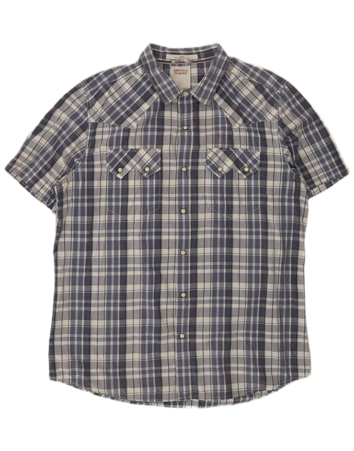 Cămașă cu mânecă scurtă pentru bărbați LEVI'S, XL, albastru, cu carouri