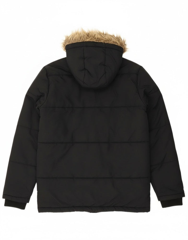 Jachetă căptușită cu glugă Lyle & Scott pentru băieți 14-15 ani, poliamidă neagră