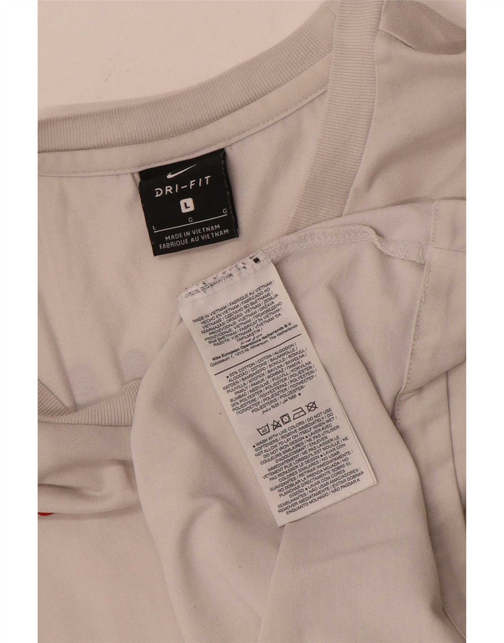 Tricou grafic Nike Dri Fit pentru bărbați Top mare din bumbac alb