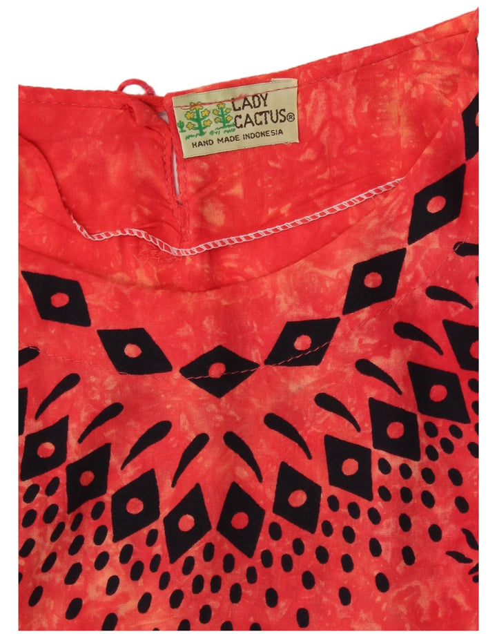 VINTAGE Womens Blouse Top UK 20 2XL Red Geometric
