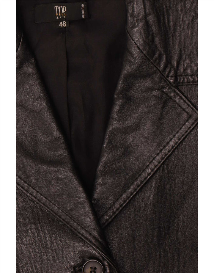Palton din piele vintage pentru femei IT 48 XL din piele neagră