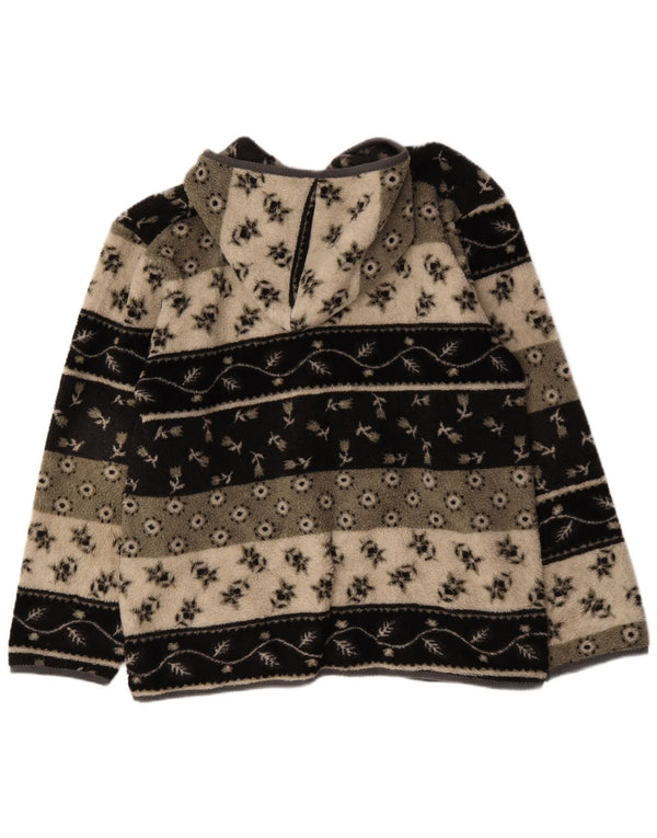 Jachetă din lână supradimensionată cu glugă vintage pentru femei UK 18 XL, multicoloră, florală
