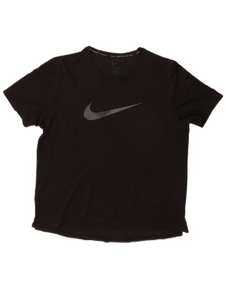 Tricou grafic NIKE Dri Fit pentru bărbați Top mare din poliester negru