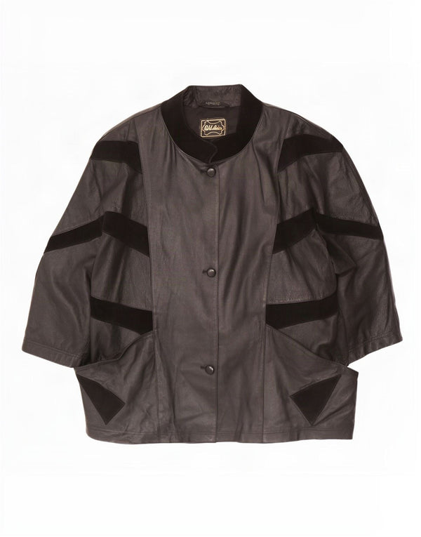 Jachetă supradimensionată pentru femei Vintage cu mâneci 3/4 IT 56 4XL Negru Colorblock