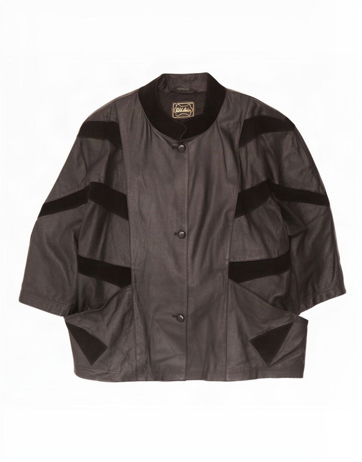 Jachetă supradimensionată pentru femei Vintage cu mâneci 3/4 IT 56 4XL Negru Colorblock