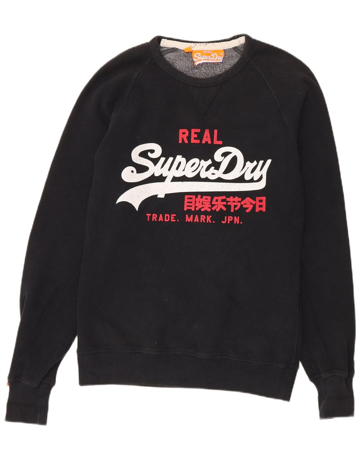 Pulover grafic Superdry pentru bărbați, bumbac mediu negru