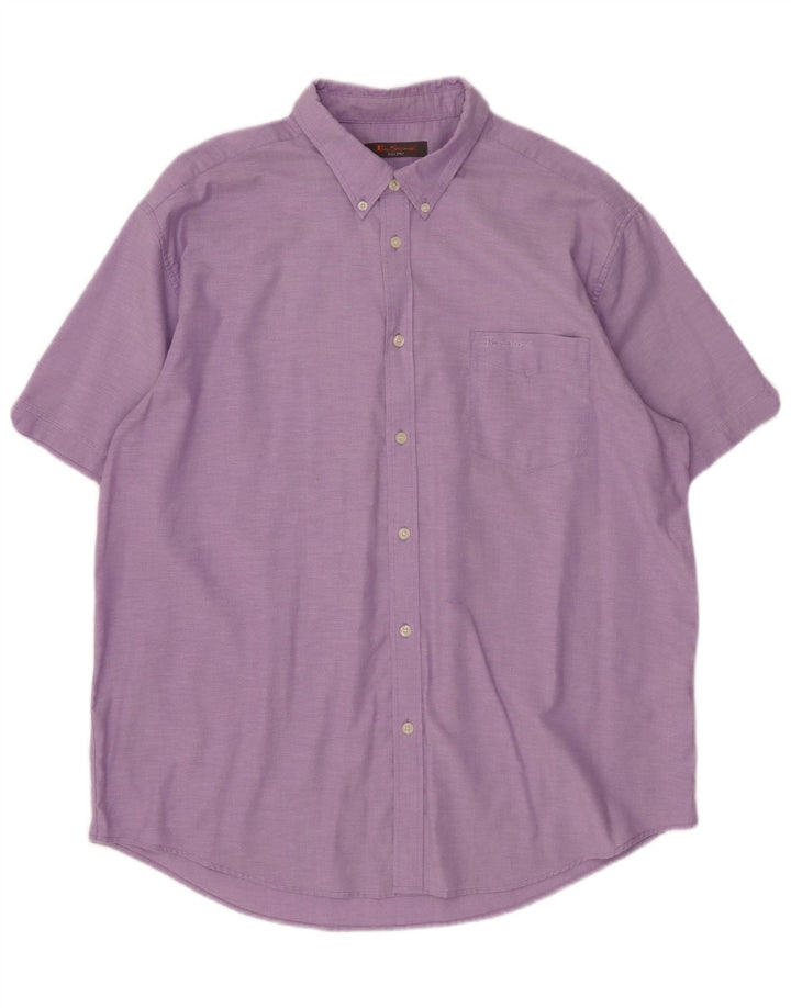 BEN SHERMAN Cămașă cu mânecă scurtă pentru bărbați, bumbac violet 3XL