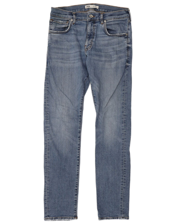 Blugi slim pentru bărbați Zara EU 42 Large W32 L30 Albastru