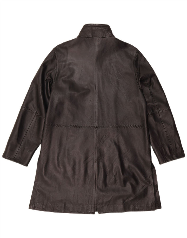 Palton din piele vintage pentru femei UK 12 Piele neagră medie