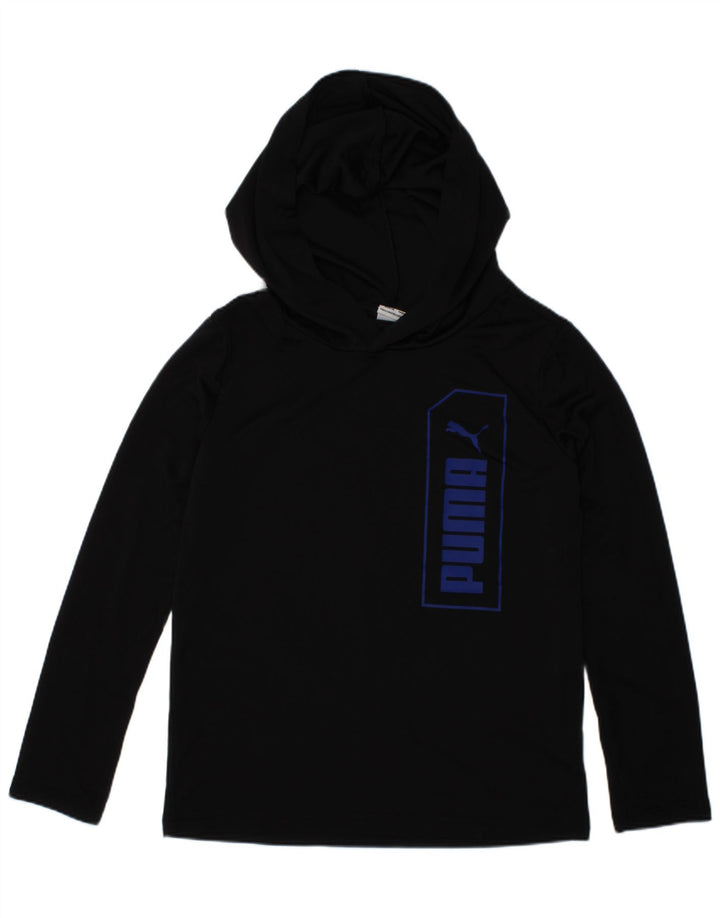 Puma Boys Hooded Graphic Top Manecă lungă 5-6 Ani XS Negru Poliester
