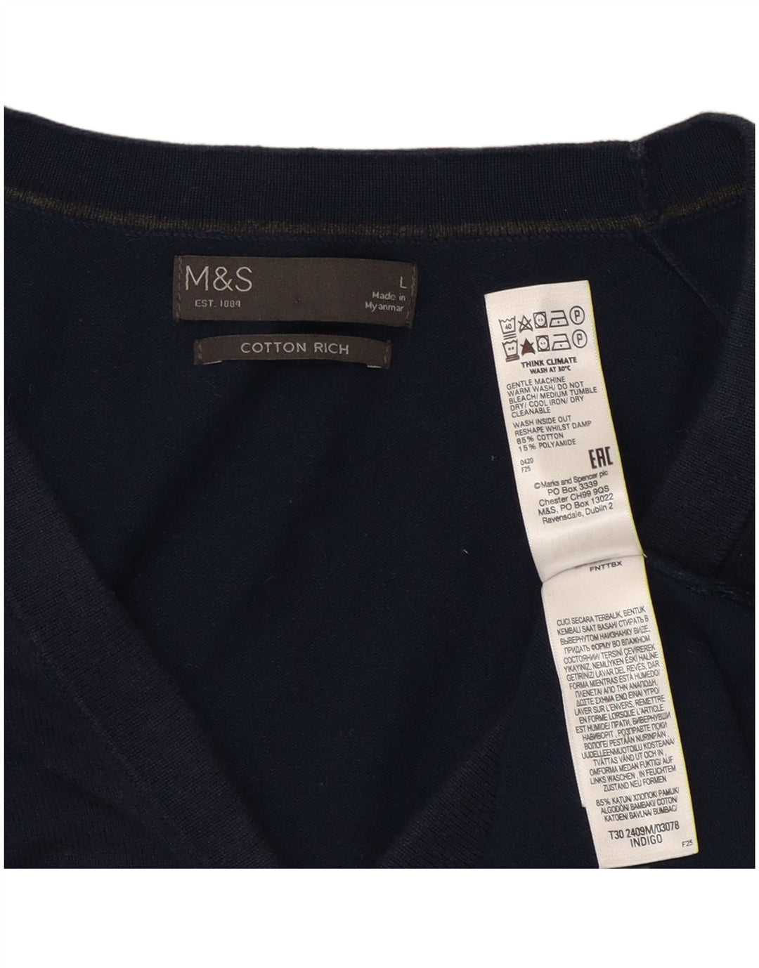 Pulover cardigan pentru bărbați Marks & Spencer, mare, bleumarin, bumbac
