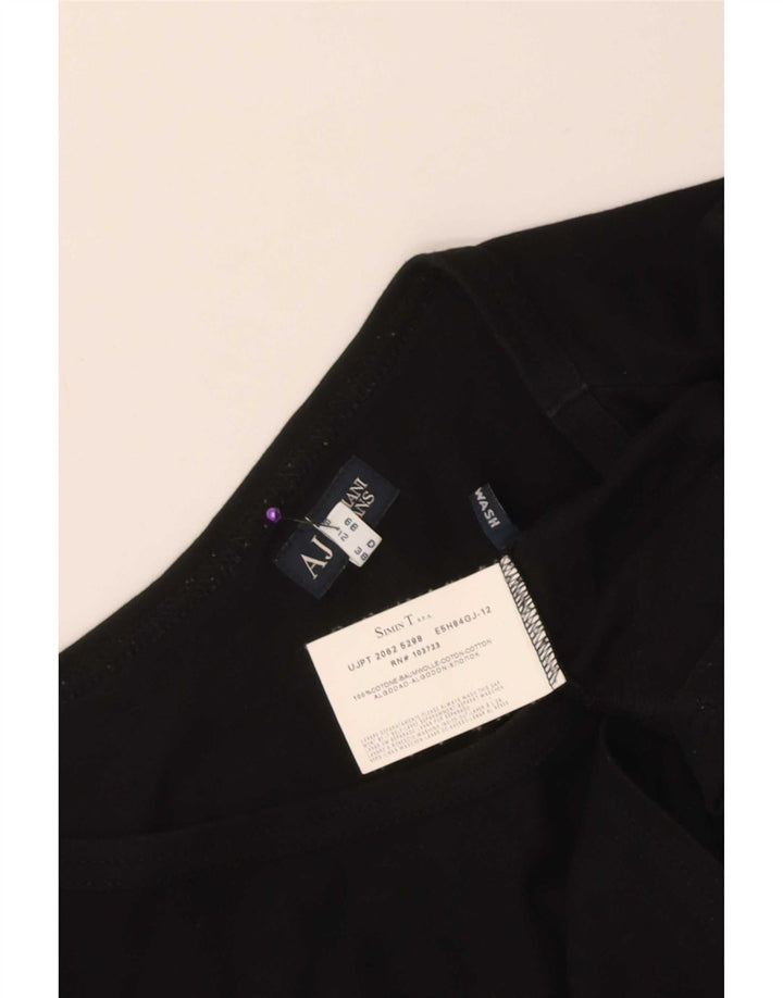 Armani Top grafic pentru femei cu mânecă lungă UK 12 bumbac mediu negru