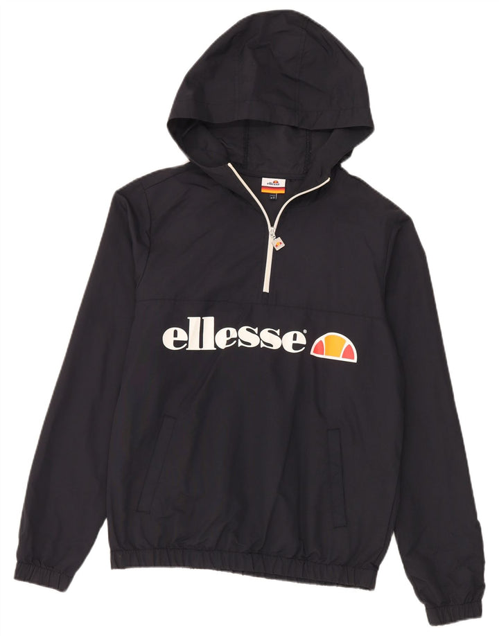 Pulover cu glugă cu grafică, cu fermoar, pentru bărbați, Ellesse, negru, poliamidă