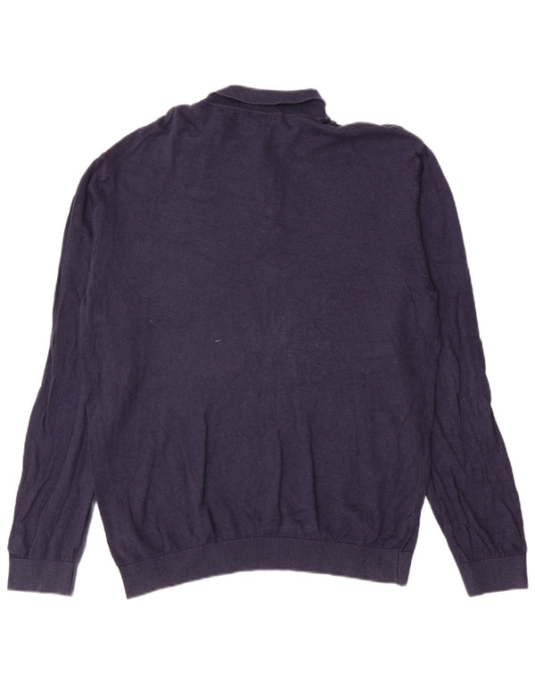 Pulover pentru bărbați cu gât polo Marks & Spencer, XL, bleumarin