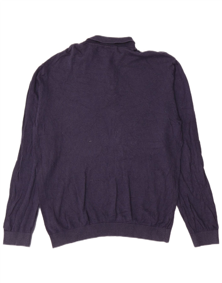 Pulover pentru bărbați cu gât polo Marks & Spencer, XL, bleumarin