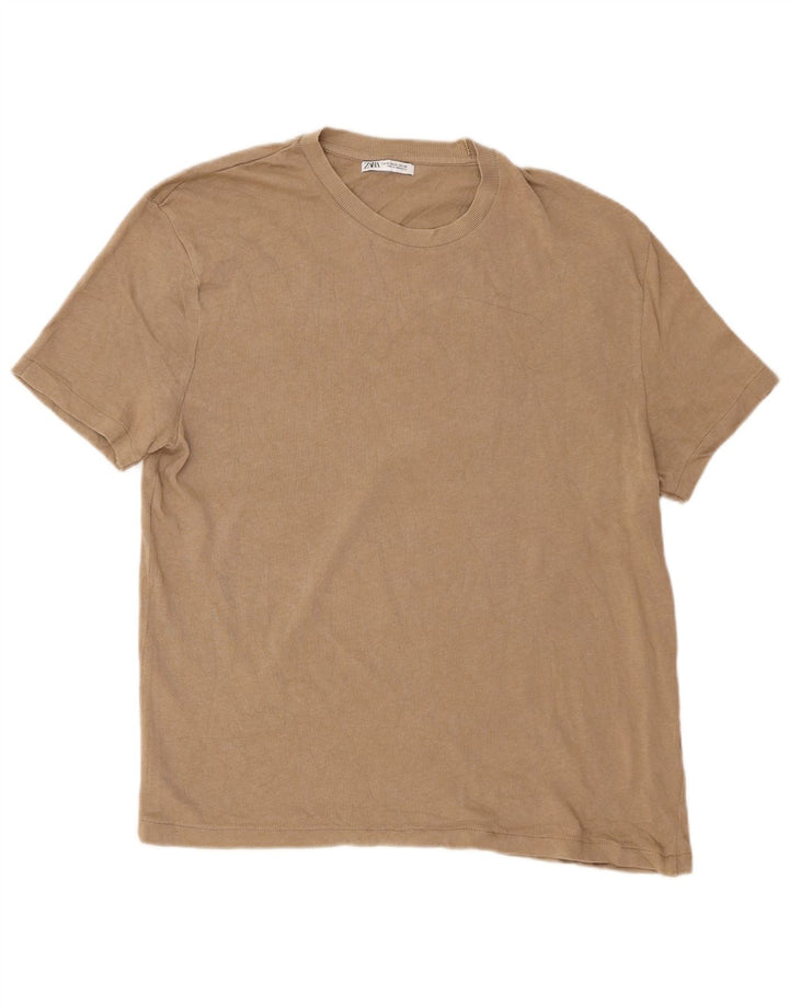 Tricou Barbat Zara Top XL Bej Bumbac