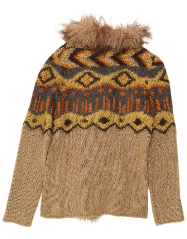 Pulover cardigan deschis pentru femei Penny Black UK 12 Medium Bej Geometric