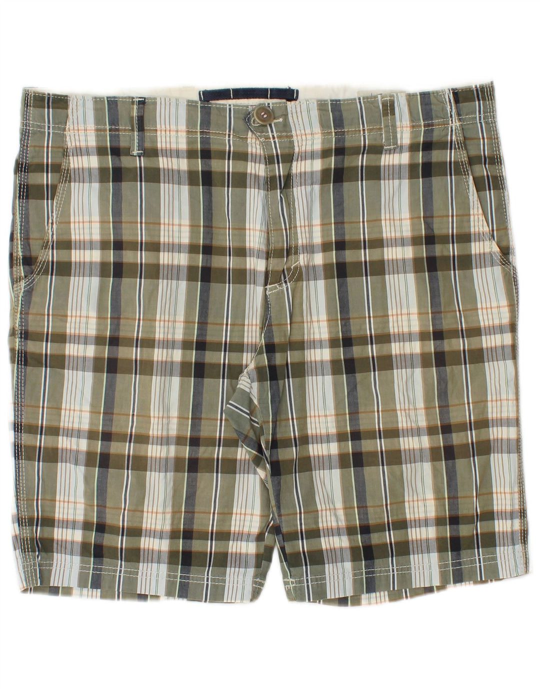 Pantaloni scurți chino pentru bărbați Playlife W36, carouri mari, kaki