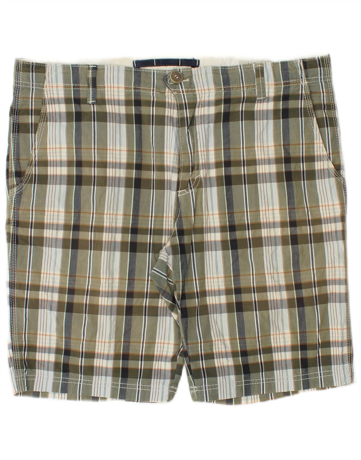 Pantaloni scurți chino pentru bărbați Playlife W36, carouri mari, kaki