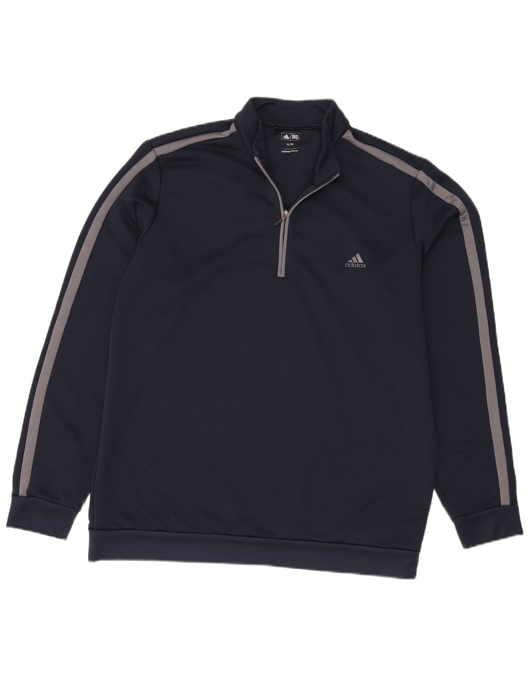 ADIDAS Mens Zip Neck Sweatshirt Jumper XL Navy Blue Polyester