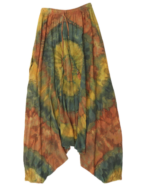 Pantaloni harem vintage pentru femei, mari W34 L27, bumbac multicolor Tie Dye