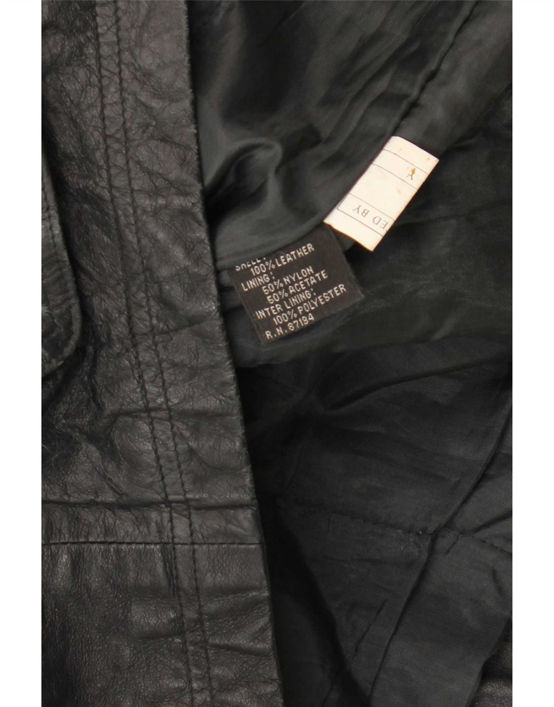 Jachetă de piele cu glugă vintage pentru bărbați UK 38 Medium Black