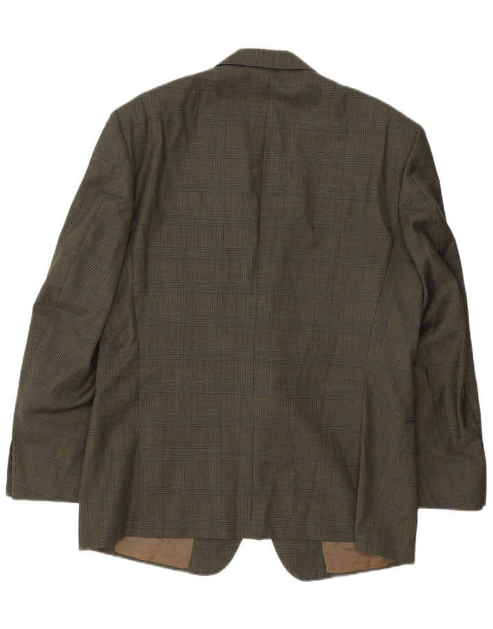 TRUSSARDI Jachetă pentru bărbați cu 2 nasturi IT 54 2XL Kaki Check Lână
