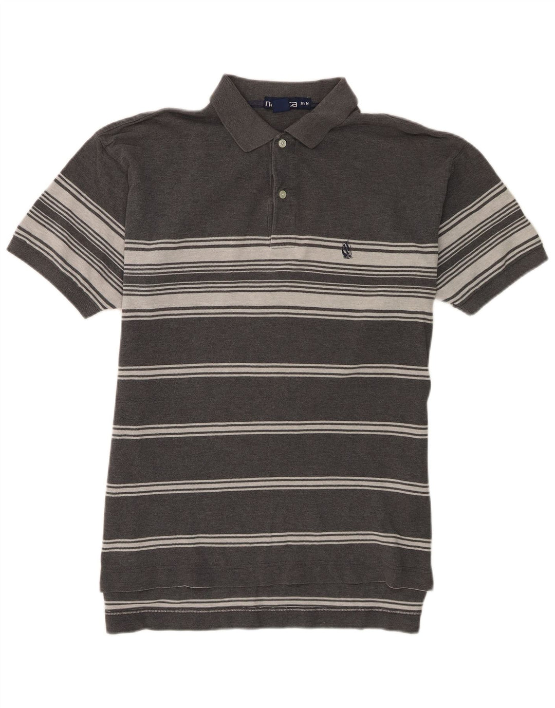 Tricou polo Nautica pentru bărbați, bumbac cu dungi gri mediu
