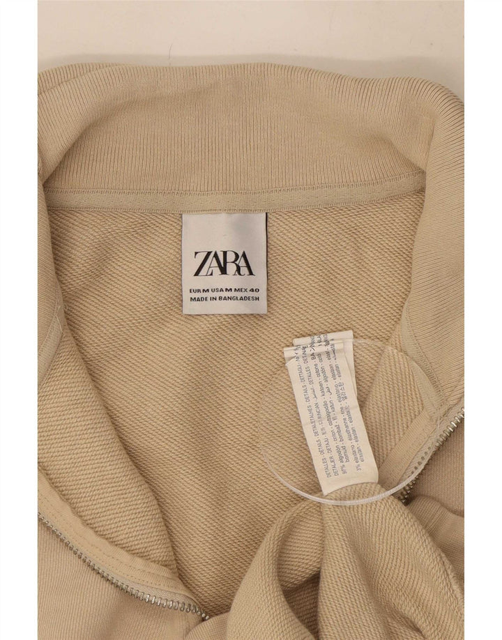 Pulover pentru bărbați Zara, cu fermoar, cu gât, bumbac, bej mediu