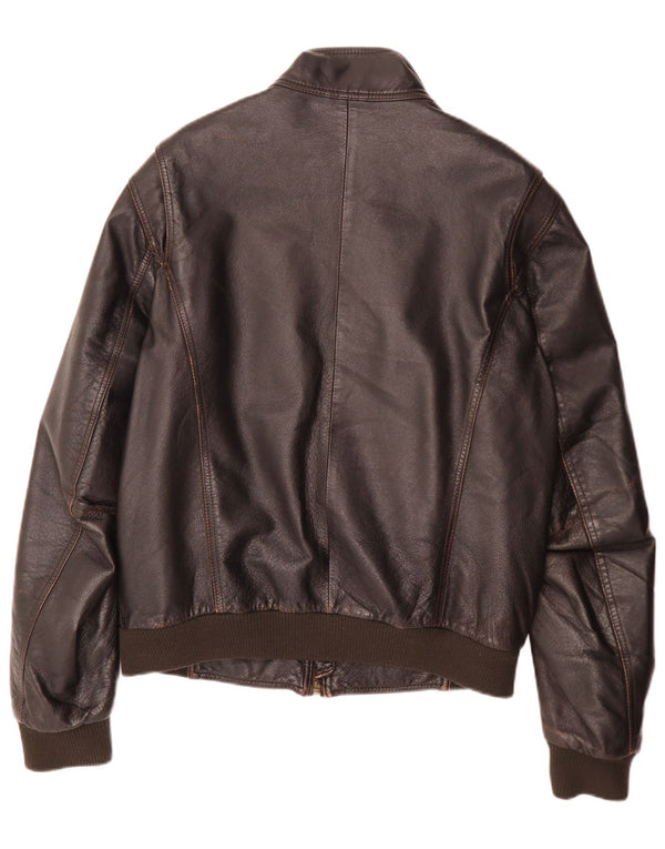 Jachetă Bomber din piele vintage pentru bărbați IT 52 XL maro retro