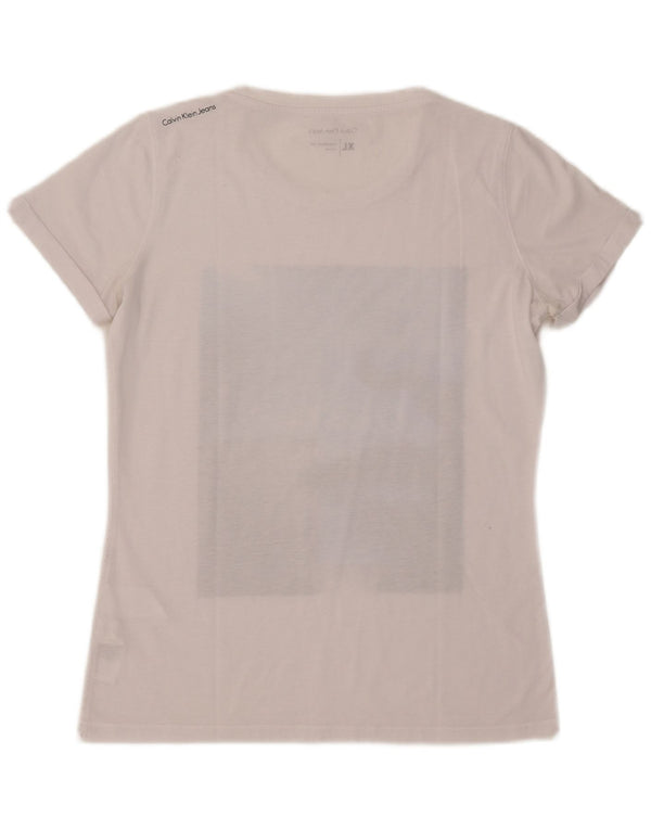 Tricou grafic Calvin Klein Jeans pentru femei Top UK 18 XL Poliester alb