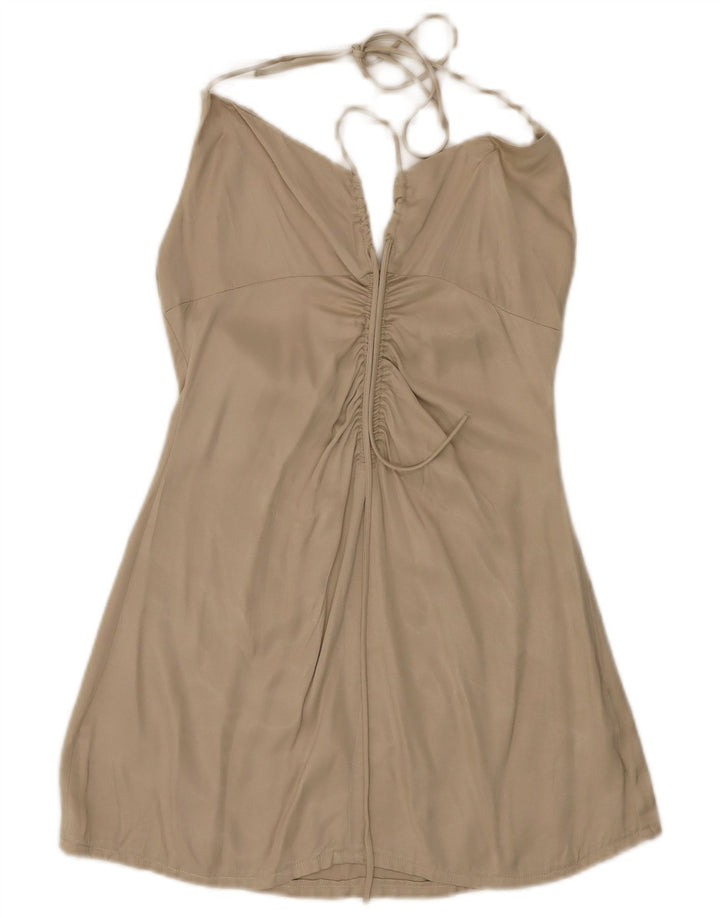 ZARA Womens Halter Dress UK 12 Medium Grey