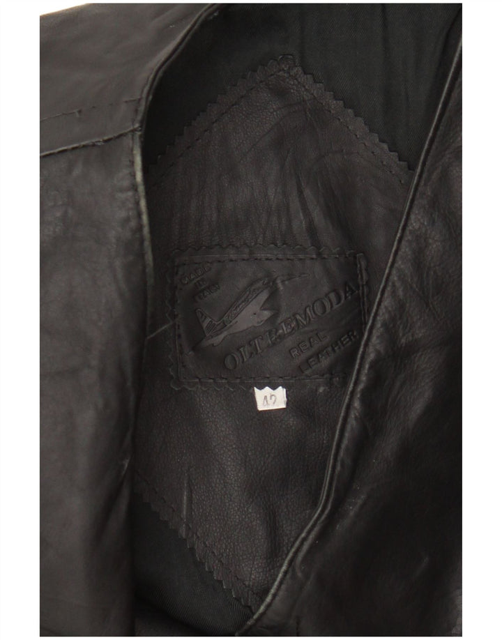 Gilet pentru femei Oltremoda din piele IT 42 Medium Black Leather