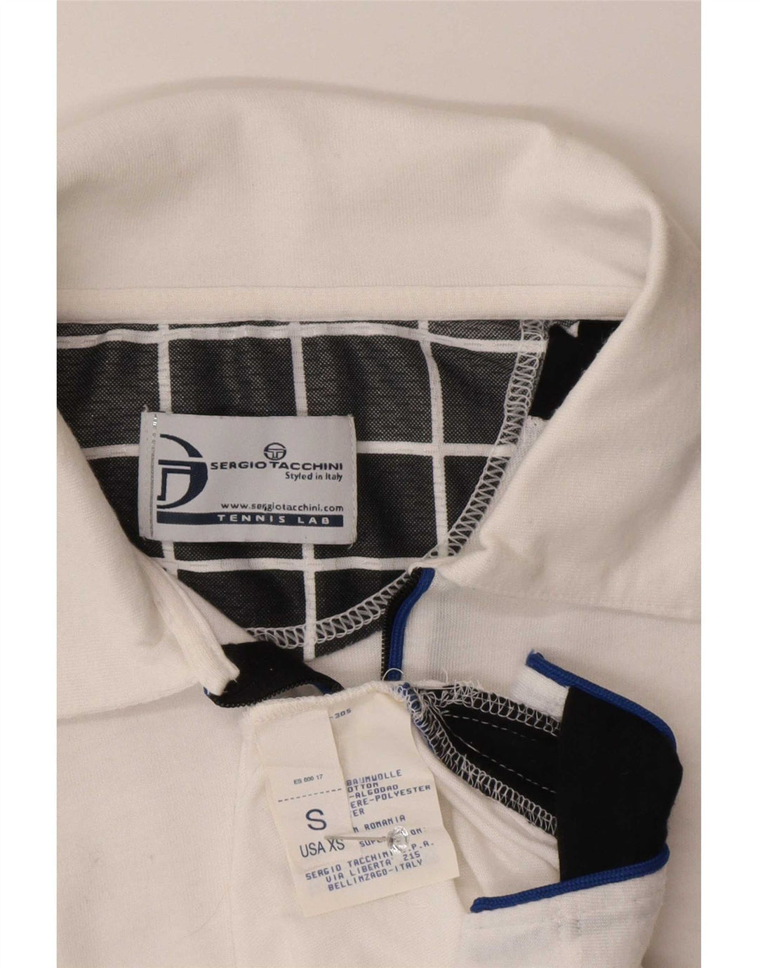 Cămașă polo Sergio Tacchini pentru bărbați, bumbac alb, bloc de culoare