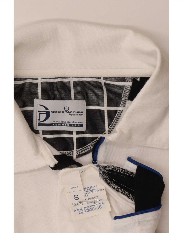 Cămașă polo Sergio Tacchini pentru bărbați, bumbac alb, bloc de culoare