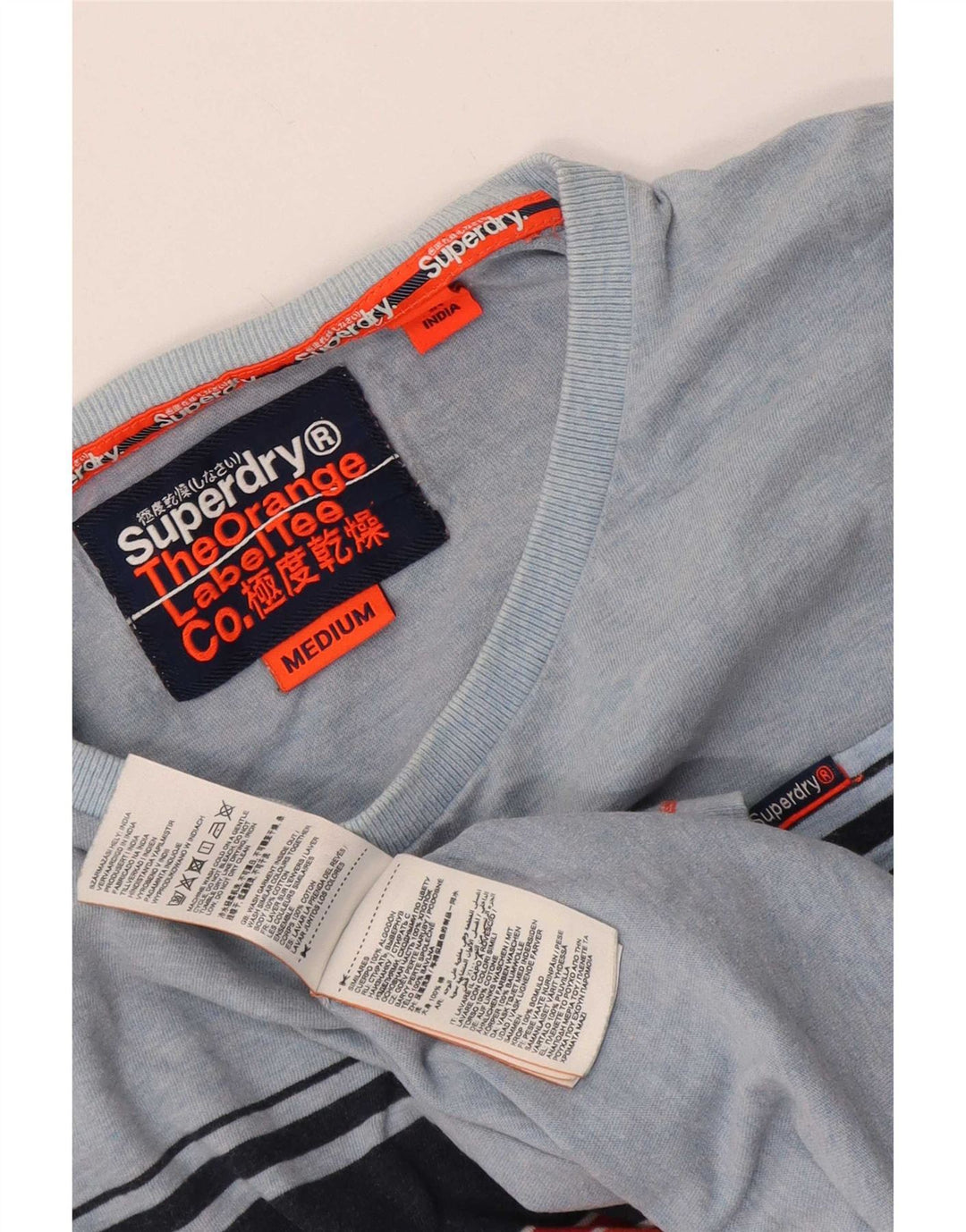 Tricou pentru bărbați Superdry Top din bumbac cu dungi albastre medii