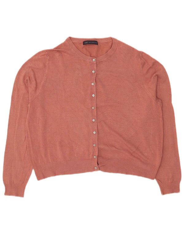 Pulover cardigan crop pentru femei Marks & Spencer UK 16 mare, roz, viscoză