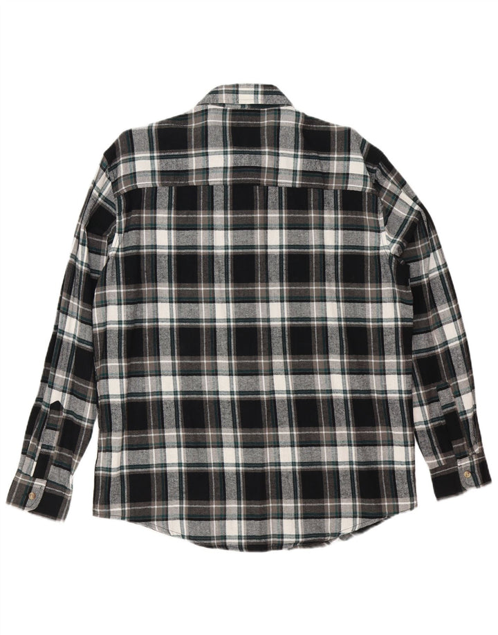 Cămașă de flanel vintage pentru bărbați, bumbac cu carouri negru mediu