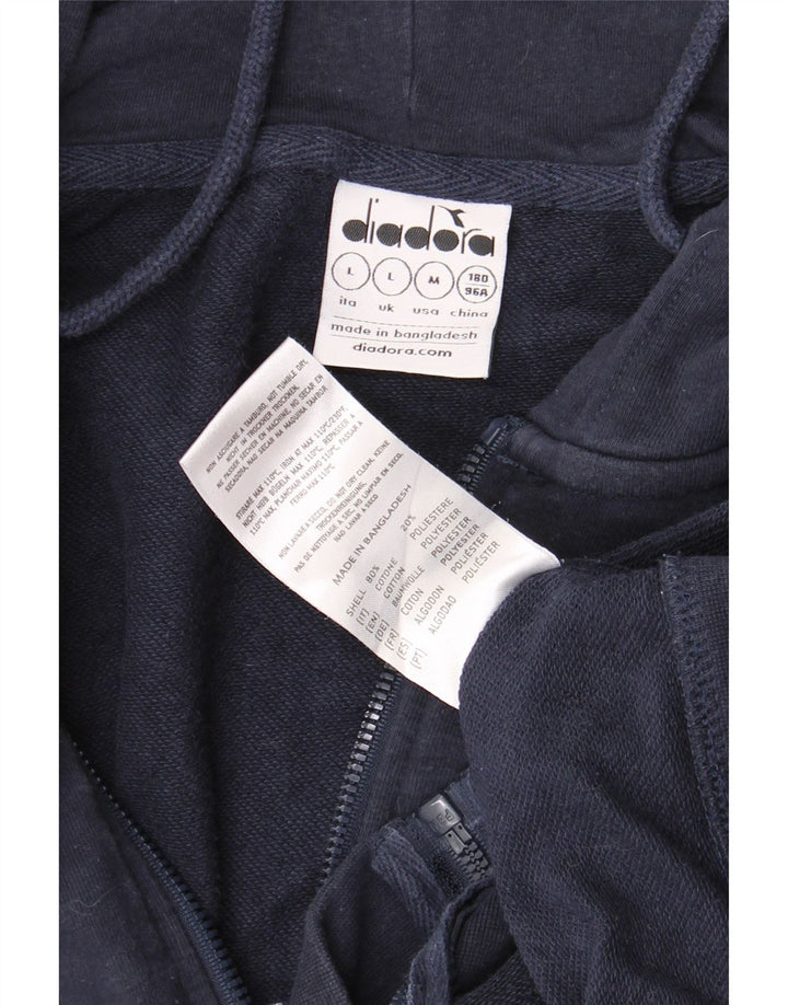 DIADORA Pulover cu capotă cu fermoar pentru bărbați, mare, bleumarin, bumbac