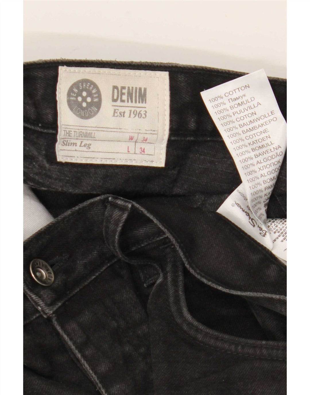 Blugi subțiri pentru bărbați Ben Sherman W34 L34 negri