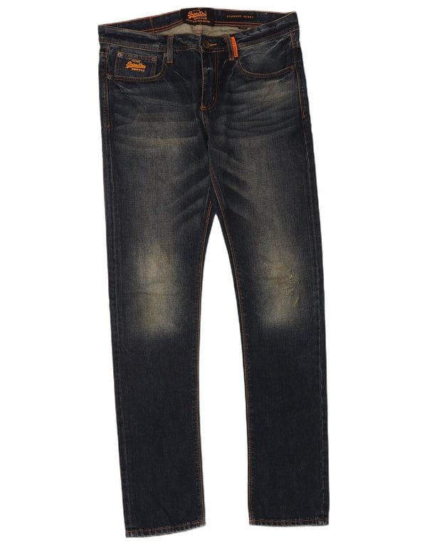 Blugi skinny Superdry pentru bărbați distressed, cu ajustare standard, W32 L32, bumbac albastru