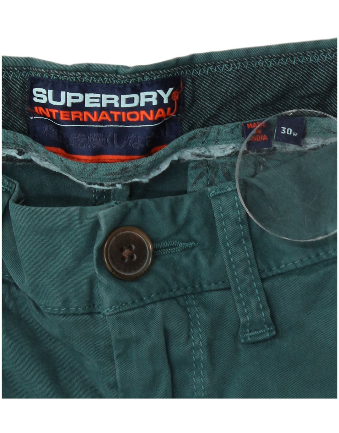 Pantaloni scurți chino Superdry pentru bărbați W30, bumbac albastru mediu