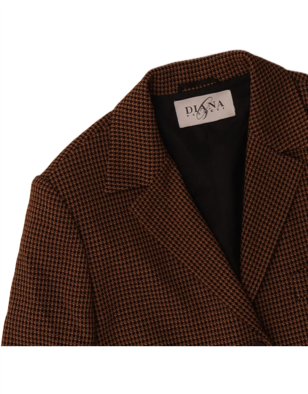 DIANA GALLESI Jachetă Blazer cu 3 nasturi pentru femei UK 14 Mare maro Houndstooth