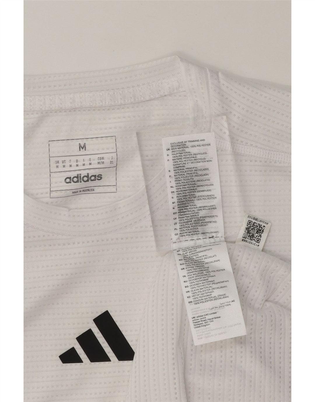ADIDAS Mens Aeroready Graphic T-Shirt Top Medium White Polyester Vintage Adidas and Second-Hand Adidas from Messina Hembry 