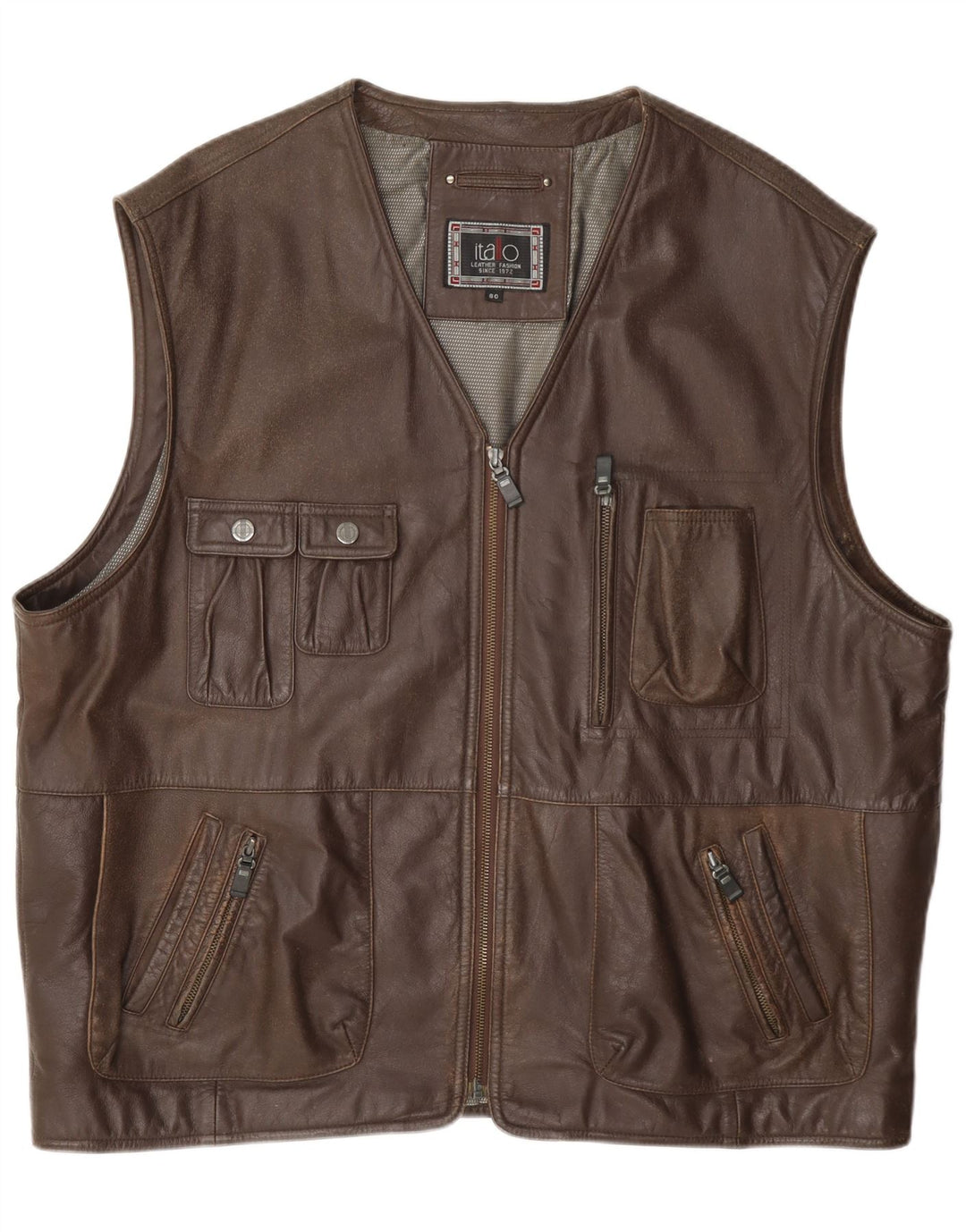 Gilet de piele pentru bărbați Itallo IT 60 4XL maro
