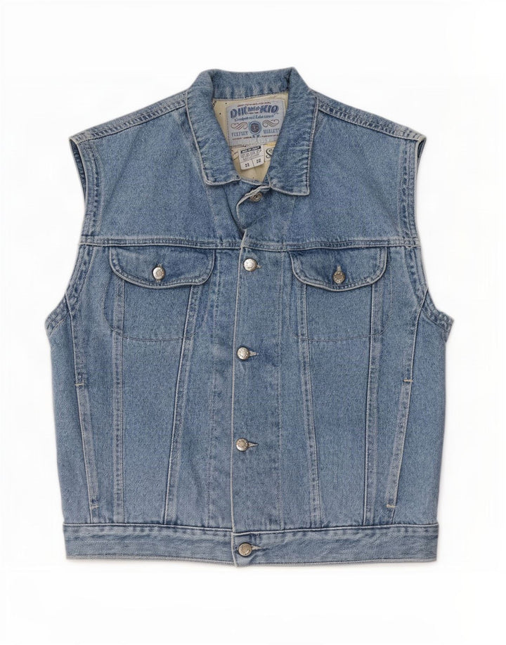 Gilet Vintage pentru bărbați din denim IT 46 mic, albastru, bumbac