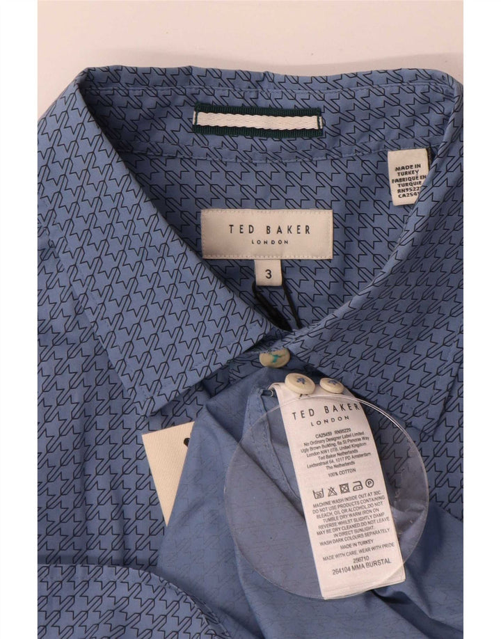 Cămașă pentru bărbați Ted Baker, mărimea 3, din bumbac cu picior de găin albastru mediu
