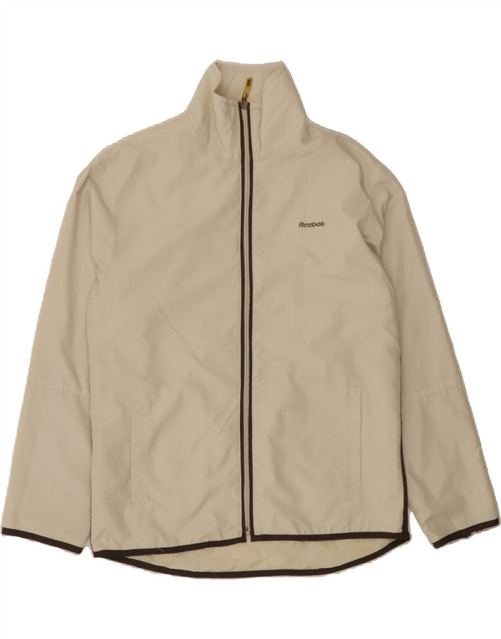 REEBOK Womens Tracksuit Top Jacket UK 14 Medium Beige Polyester Vintage Reebok and Second-Hand Reebok from Messina Hembry 