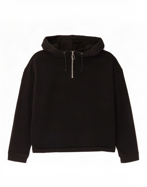 Pulover cu glugă Topshop pentru femei, cu fermoar și gât, UK 14, bumbac mediu negru