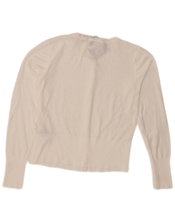 Oasis Womens Crop Bolero Jumper UK 12 Medium White Cotton